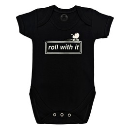 Baby Moo's Roll With It Indie Rock Baby Grow | Unisex Cool Oasis Rock Music Funny Bodysuit Vest | Alternative New Baby or Parents Baby Gifts (0-3 months)
