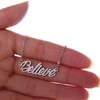 AOLO Tiny Believe Monogram Script Necklace Silver