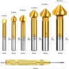 Shallho 6-Piece 90° Countersink Set, HSS Countersink Set, Titanium Coating,
