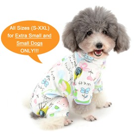 Zunea Small Dog Jumpsuit Adorable Mouse Flower Printed Overalls Soft Cotton Pyjamas Rompers Puppy Sleeping Clothes Four Legs Pjs Apparel for Pet Cats Pups XXL