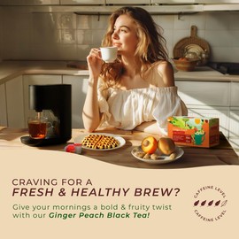 Gya Tea Co Ginger Peach Black Tea Pod (16 ct) - High Caffeinated Hot or Iced Tea with Fruity & Sweet for Refreshed & Energy