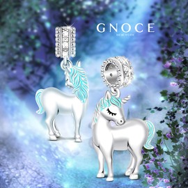 GNOCE Unicorn Charm 925 Sterling Silver Fits Most US European Bracelets - Gold