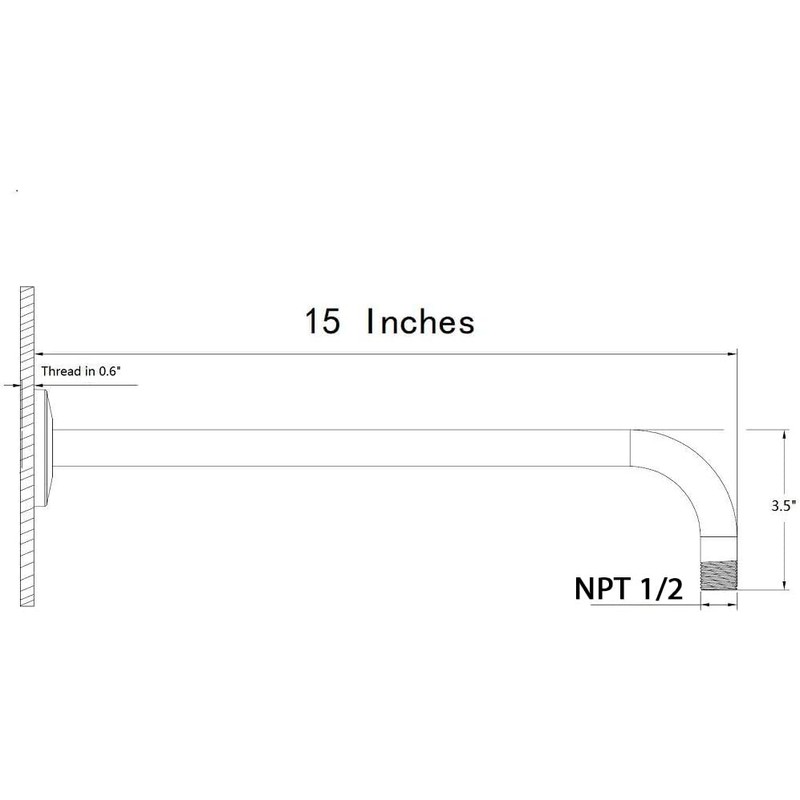 NearMoon Shower Arm, Extra Extension Arm with Flange, Stainless Steel