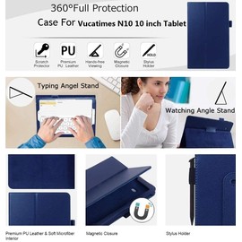 HANAIETTE ONN 12.1" Tablet Pro / 100146663 Screen Protector and Case, PU Leather Folio Cover Case and Screen Protector for ONN 12.1 inch Tablet Pro (Blue)