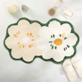 Bathroom Carpet Ultra Absorbent Bath Mat Thick Microfiber and Resistant Fluffy Bath Rug Machine Washable Bath Mat Non Slip Bath Rug for Bathroom, Bedroom and The Entrance of Door (31.5"x18.5", Green)