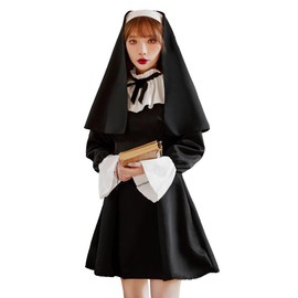 Bright Lara cos057-M Halloween Cosplay Costume, Sister Mini, Nun, Halloween Cosplay, Women's, Adult