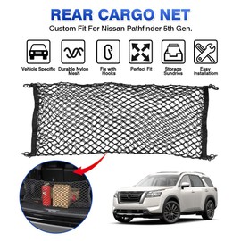 Karltys Envelope Style Cargo Net for Nissan Pathfinder 2022-2024 2025 2026, Highly Elastic Pathfinder Rear Trunk Cargo Net, Heavy Duty Nylon Mesh Storage Netting Organizer with Durable Hooks
