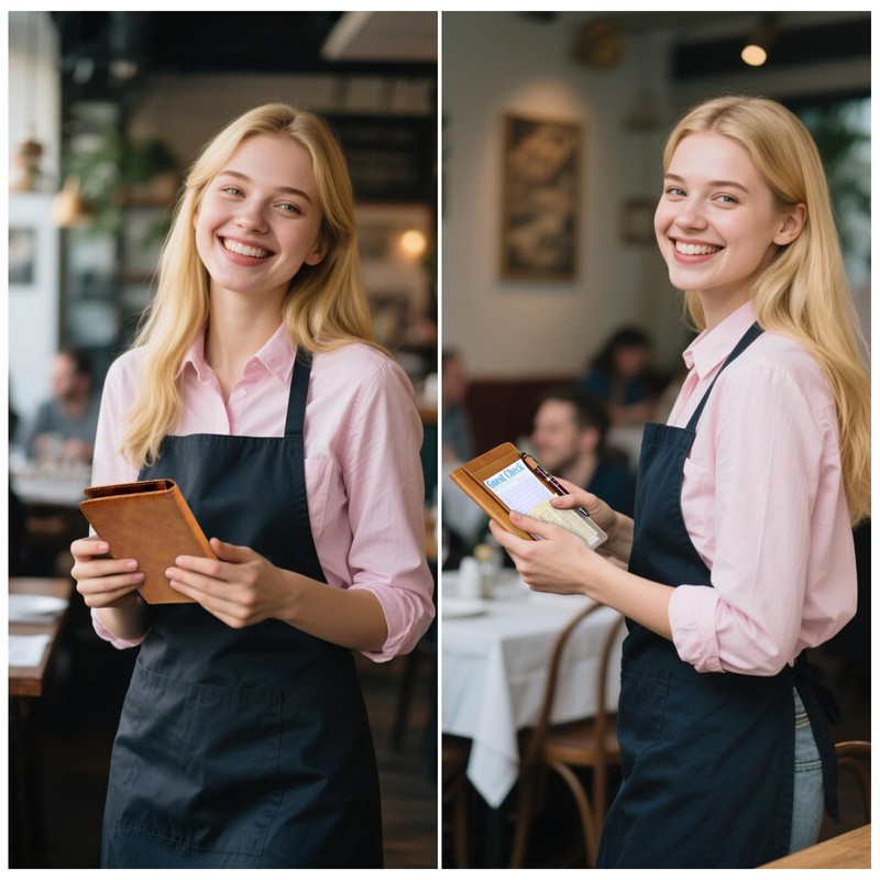 EcoVision Server Books for Waitress,Leather Waiter Book with Zipper Pocket,