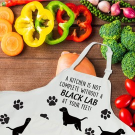 CENWA Black Labrador Apron With Pockets Black Labrador Gifts Adjustable Cooking Apron For Animal Dog Lovers (Black Labrador apron)