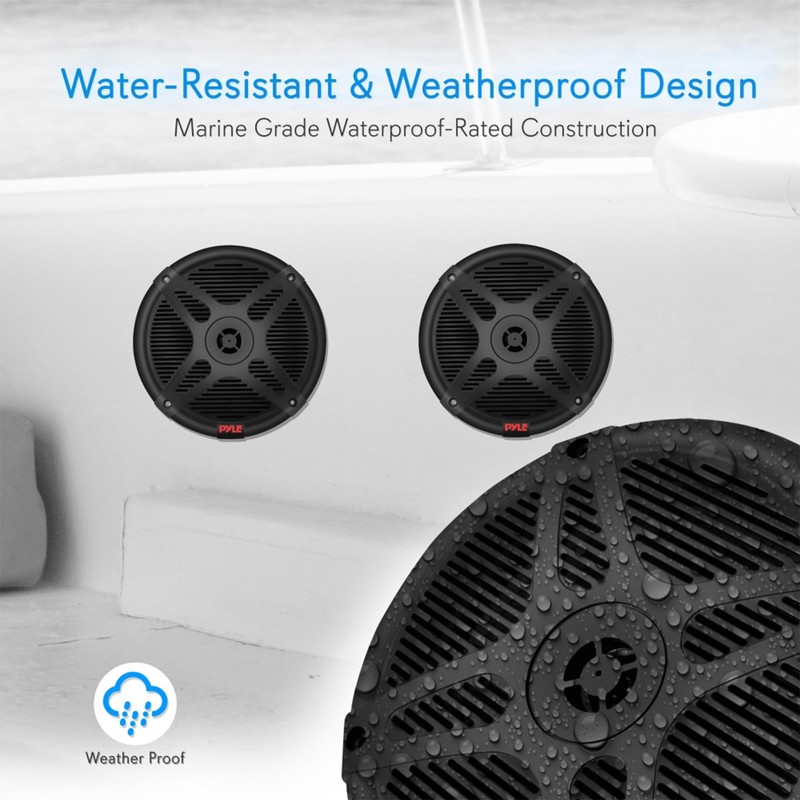 Pyle Dual 6.5’’ Water-Resistant Marine Speakers with Wireless RF Streaming