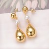 Vissen Golden Teardrop Chunky Earrings Hanging Women's Earrings White Pearls