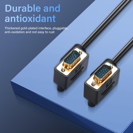 PNGKNYOCN 90 Degree VGA Cable,15 Pin Full HD 1080P Left Bend Angle VGA Male to Right Bend Angle VGA Male High Resolution Video Cord 0.5M (L/R)