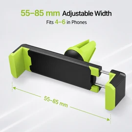 Car Phone Holder for Navigation – Green Air Vent Mount with Soft TPU Grip for 4–6 Inch Smartphones