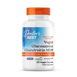 Doctor's Best Vegan Glucosamine Chondroitin MSM - Joint Health Support Supplement for Women & Men, Nutritional Support for Joint Strength, Hair, Skin, & Nails, Gluten Free, Non GMO - 120 Veg Capsules