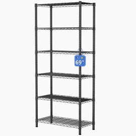 Golpart Golpart 6 Tier Adjustable Storage Shelves,Heavy Duty Metal Utility Shelf 900LBS Capacity,Wire Shelving Unit Organizer Rack for Home,Kitchen,Office,Bathroom,Pantry Room,12" D x 22" W x 69" H,Black