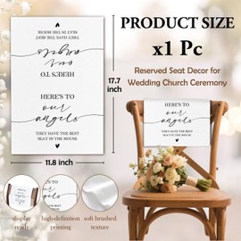 YRDBGHZDF Reserved in Loving Memory Wedding Chair Sign, Here's to Our Angels Memorial Seating Placeholder Church Pews Cloth Signs, Wedding Chair Decorations for Reception (1 Piece)