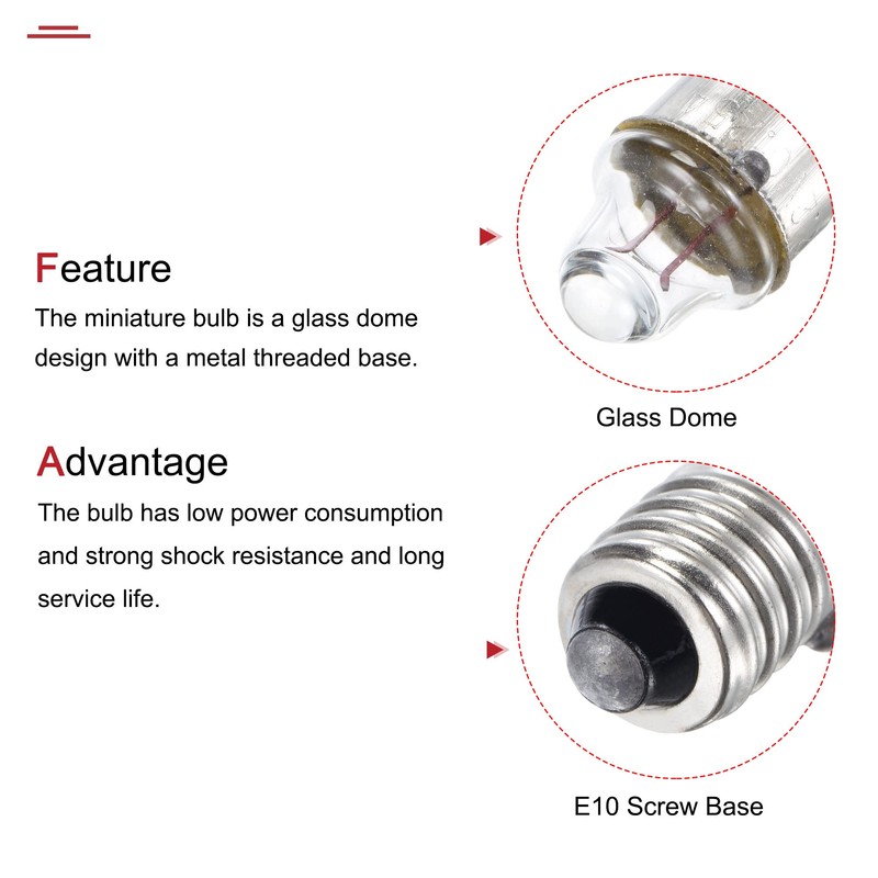 MECCANIXITY E10 Screw Base Flashlight Bulbs DC 2.2V 0.25A Yellow