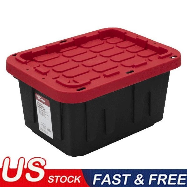 Unbranded 5 Gallon Snap Lid Storage Tote Box Durable Stackable