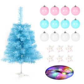 Mini Macaron Blue Christmas Tree Tabletop Xmas Tree with LED Lights Christmas Decoration
