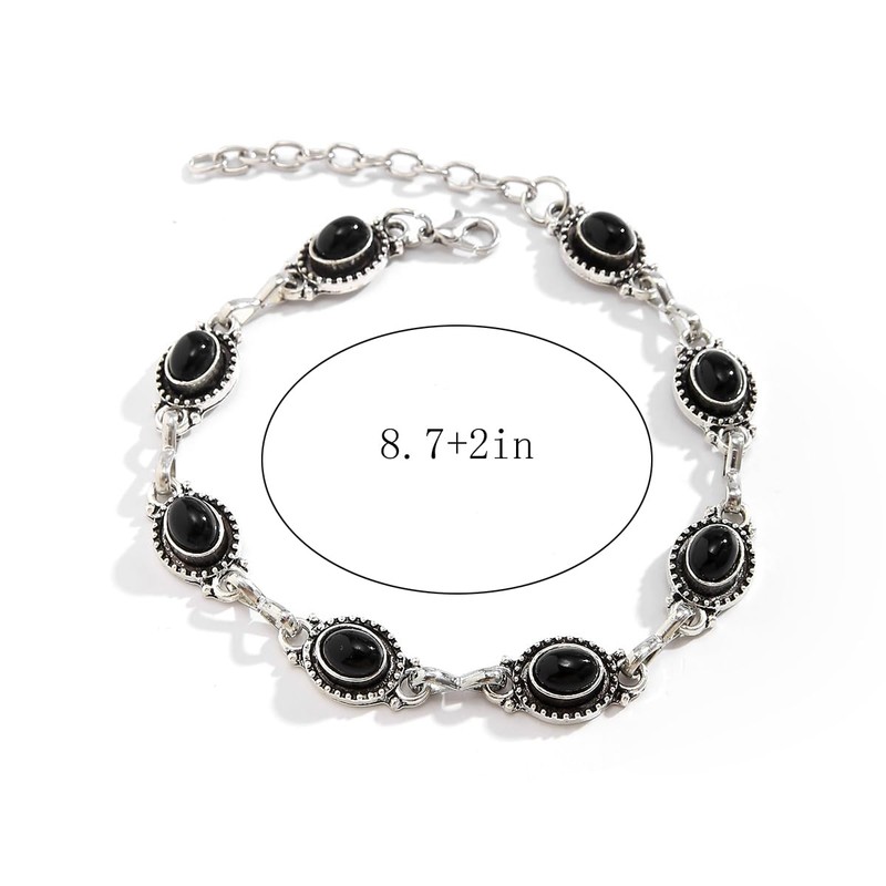 Turquoise Anklets for Women Waterproof Boho Black Silver Ankle Bracelet