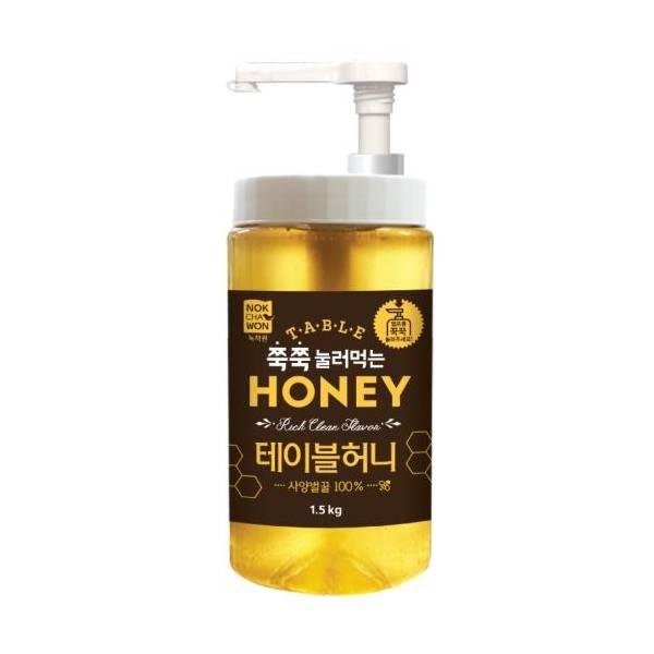 Nokchawon Home Cafe [Nokchawon] Table Honey Species Honey 1.5kg Children&#39;s Company Bathroom Snack Travel Toast Late Night Snack Holiday Gift, 5 Pieces / 녹차원 홈카페 [녹차원] 테이블허니 사양벌꿀 1.5kg 어린이 회사 탕비실 간식 여행 토스트 야식 명절선물, 5개