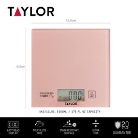 Taylor Pro 3-Piece Kitchen Measuring Set with Hygienic Digital Scales, Instant- Read Thermometer and Timer - Rose Gold