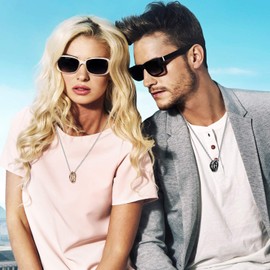 OIDEA 1 Pair (2 Pieces) Ring Partner Pendant with 45 cm and 50 cm Chain, Necklace Collar for Men and Women, Stainless Steel, No Gemstone