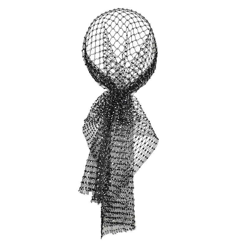 OhMill Rhinestone Headpiece Nightclub Headwrap Sequin Head Scarf fishnet headband