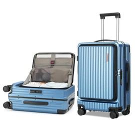 CENSIEN Carry On Luggage with Spinner Wheels, 20 Inch Airline Approved Suitcase, Lightweight ABS+PC Hard Shell Suitcases with Aluminum Frame, Top Opening, TSA Lock (Blue, 1 PC)