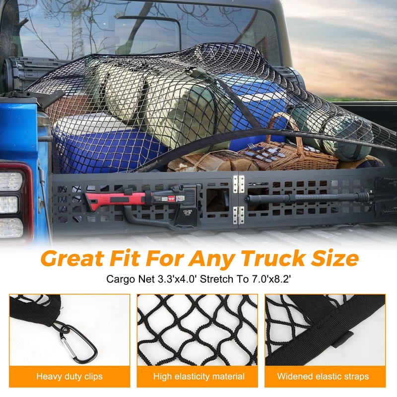 Truck Bed Divider with Cargo Net Compatible with 2020-2026 Jeep