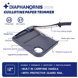 Paper Cutter,Heavy Duty Guillotine Paper Trimmer with Portable Base DesignandSafety Guard/Blade Lock,12" Cut Length Paper Slicer with17PCS Capacity,Cardstock/Laminating/Cardboard/Photos/Vinyl,(Grey)