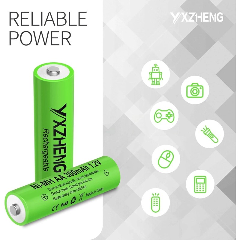 Solar AA 1.2V 300mAh NiMH Rechargeable Battery Pack (8pcs) for
