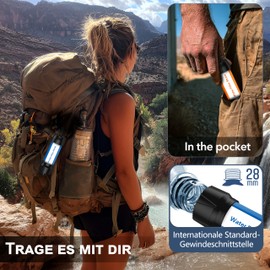 GOLDJU Water Filter Outdoor 2 Pack, Levels 0.1 Micron Portable Water Filter Camping, 5000L Water Purifier Survival Equipment for Hiking Camping Travel and Emergency, Blue + Orange