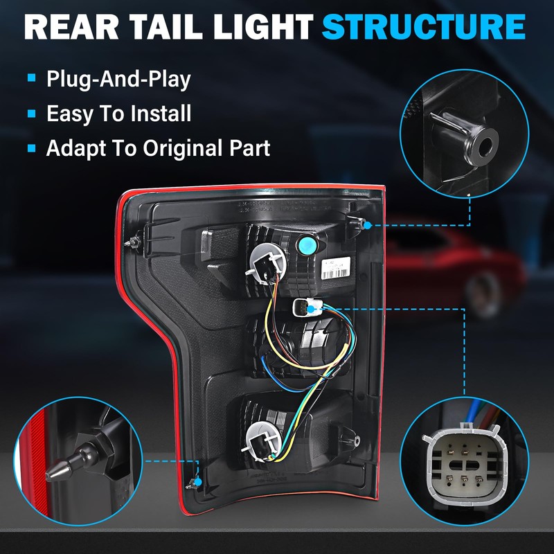 BeamTrack Tail Lights Assembly Compatible with 2018 2019 2020 Ford