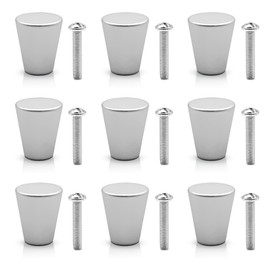 Dreamark 9 Stück Schubladengriffe Silber, Möbelknöpfe Modern Rund, Metall Türknöpfe für Schränke, Schubladenknöpfe und Schranktüren, Möbelgriffe mit Schrauben