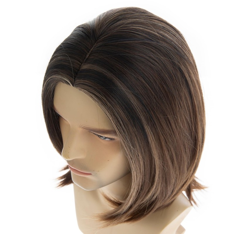 Beweig Mens Mixed Brown Wig Short Layered Natural Synthetic Halloween