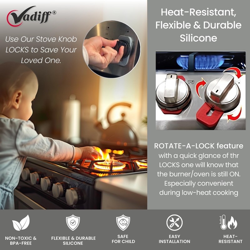 2025 Mom's Choice Winner- Gas Stove Knob Locks - Gray