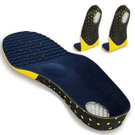 Plantillas ortopédicas para zapatos con apoyo de arco para hombre y mujer, inserciones deportivas con gel de absorción de golpes para alivio de pies planos, fascitis, dolor de pies y talón (Rojo, M)