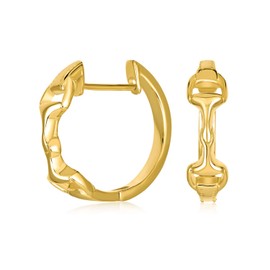 Equestrian Equine Horse Gift Cowgirl Snaffle Horse bit Hoop Earrings Western Jewelry For Women Hinge Yellow 14K Gold Plated Polished .925 Sterling Silver .75" Diameter