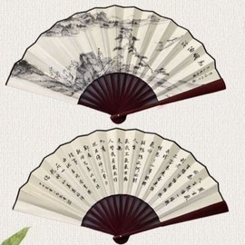 수묵화 접이식 데일리 대형 60cm 클래식 고급 실크 전 (WFJBYDT) Watercolor Folding Daily Large 60cm Classic High-Quality Silk Fan (WFJBYDT)