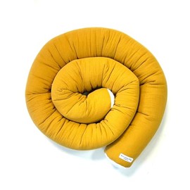 Blausberg Baby - Side Sleeper Pillow in 100% Muslin Cotton, Neck Roll, Cuddly Snake, Nursing Pillow, Draught Pillow in Dark Blue (Mustard Yellow, 80 cm)