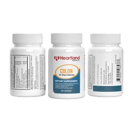 Heartland Pharma Colon Cleanse Capsules 14-Day Detox & Cleanser Formula for Effective Colon Detoxification, Advanced Gut Cleanse for Men & Woman, Made in The USA (28 Tablets Per Bottle)