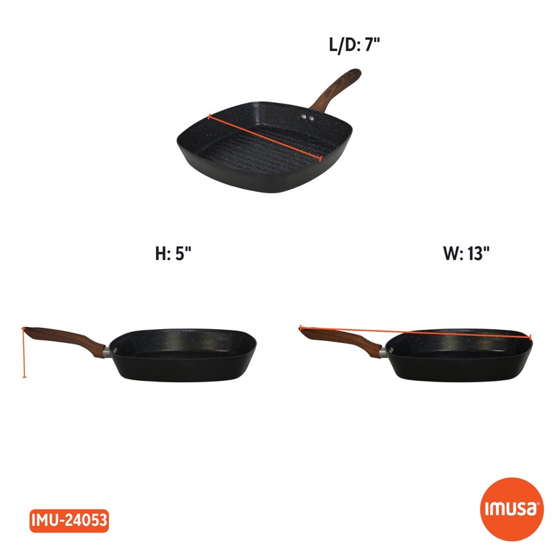 IMUSA 11-Inch PFAS Free Ceramic NonStick Grill Pan, Aluminum Griddle