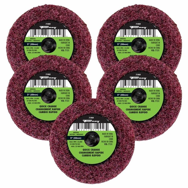 Quick Change Surface Prep Pad, 2", Medium Grit (5-Pack of