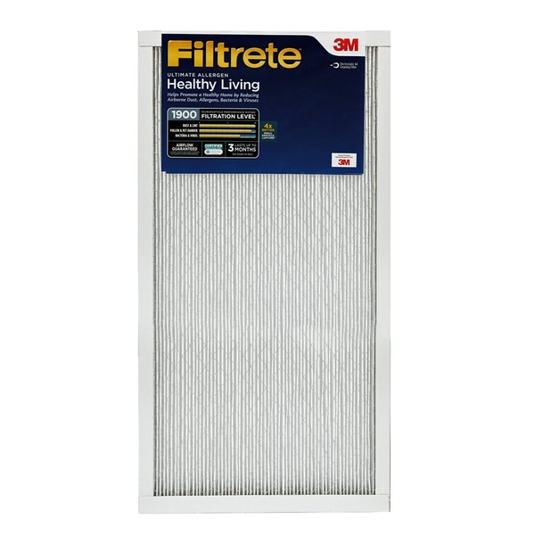 Filtrete 20x20x1 Air Filter, MPR 1900, MERV 13, Healthy Living Ultimate Allergen 3-Month Pleated 1-Inch Air Filters, 6 Filters