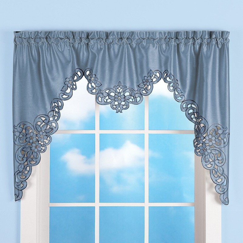 Collections Etc Elegant Cut Out and Embroidered Scroll Window Valance