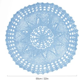 kilofly Handmade Crochet Cotton Lace Table Sofa Doily, Waterlily, Blue, 22 inch