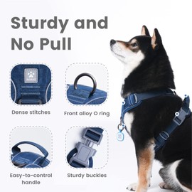 Pawaii No Pull Dog Harness with Pet ID Tag,Reflective Strips No Choke Front O Ring Breathable Mesh Adjustable Soft Padded Pet Vest with Easy Control Handle for Small Dogs