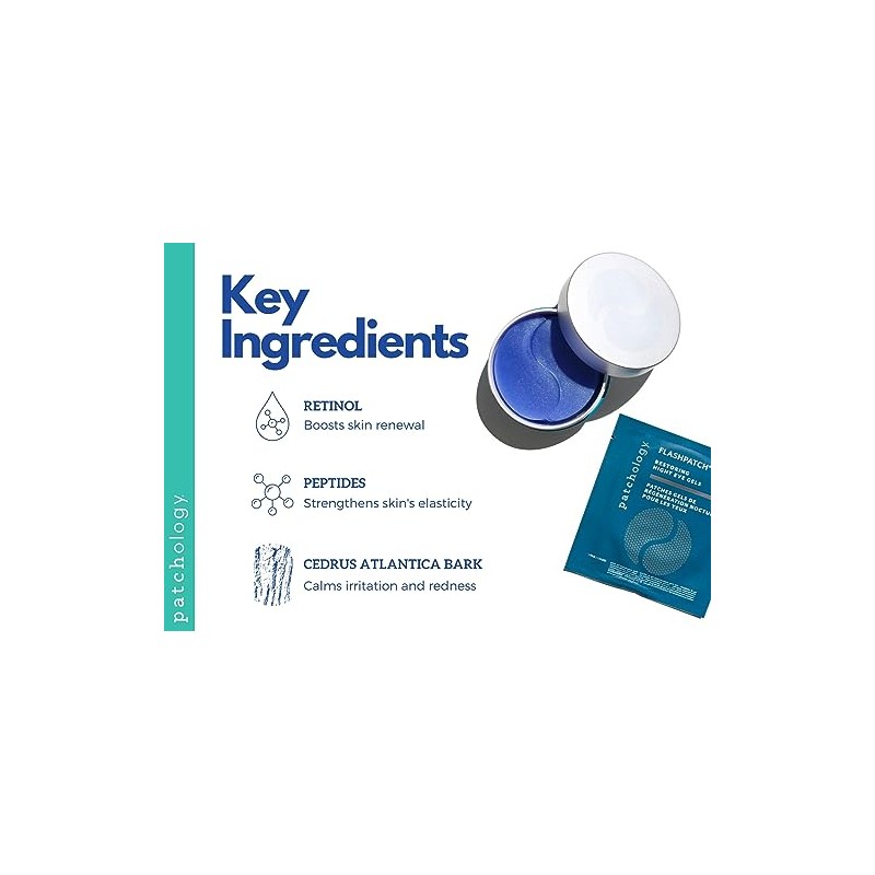 Patchology FlashPatch Restoring Night Eye Gels para ojeras, 30 unidades
