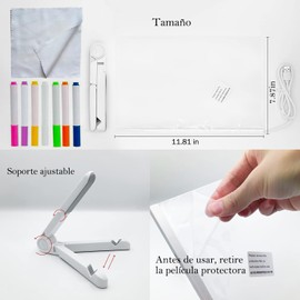 Tablero de Notas LED con Colores,Pizarron magico,Tablero acrílico de borrado en seco,pizarra luminosa para colorea,Adecuado para el hogar, la escuela, el restaurante (color1, 30 * 20cm)